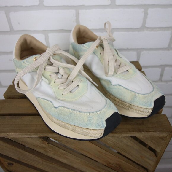 L'Agence Ivone Platform Sneakers Womens 6.5 Vintage Blue Tint Suede Nylon $298 - Picture 2 of 12